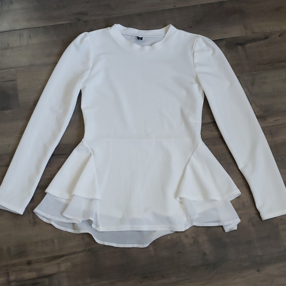 White Pullover Peplum Top